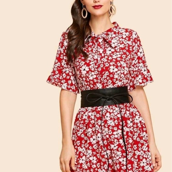 Corset Black Faux leather obi wide belt waist tie waist Boho wrap Minimalist - Picture 10 of 10